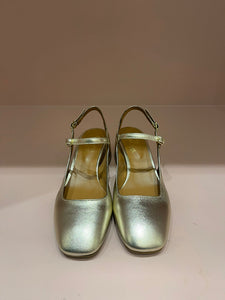 Slingback con tacco oro