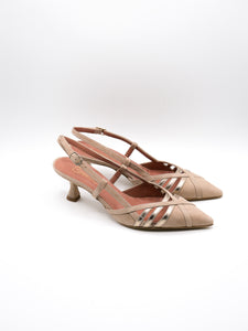 Slingback taupe e oro