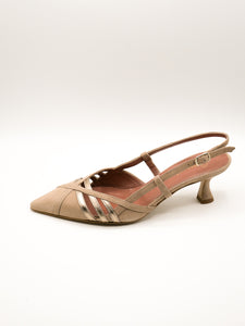 Slingback taupe e oro