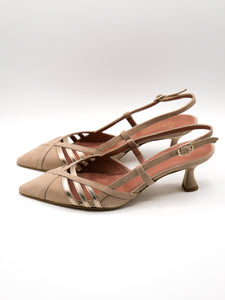 Slingback taupe e oro