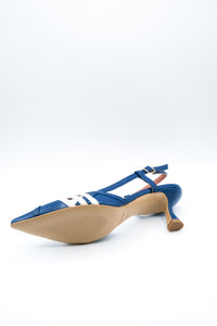 Slingback azzurro e bianco