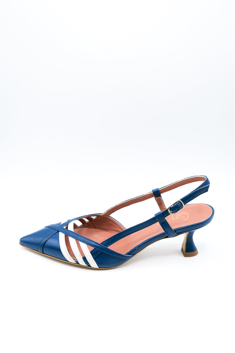 Slingback azzurro e bianco