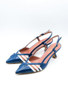 Slingback azzurro e bianco