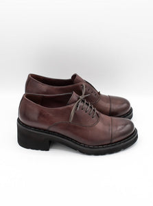 Scarpa Stringata Con Tacco Bordeaux - D400