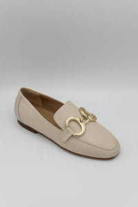 0470 Mocassino Panna con Fibbia Oro Rosa